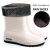 Men's Mid-Calf Non-Slip Fleece-Lined Rubber Rain Boots for Fashion, Work, and Outdoor Activities