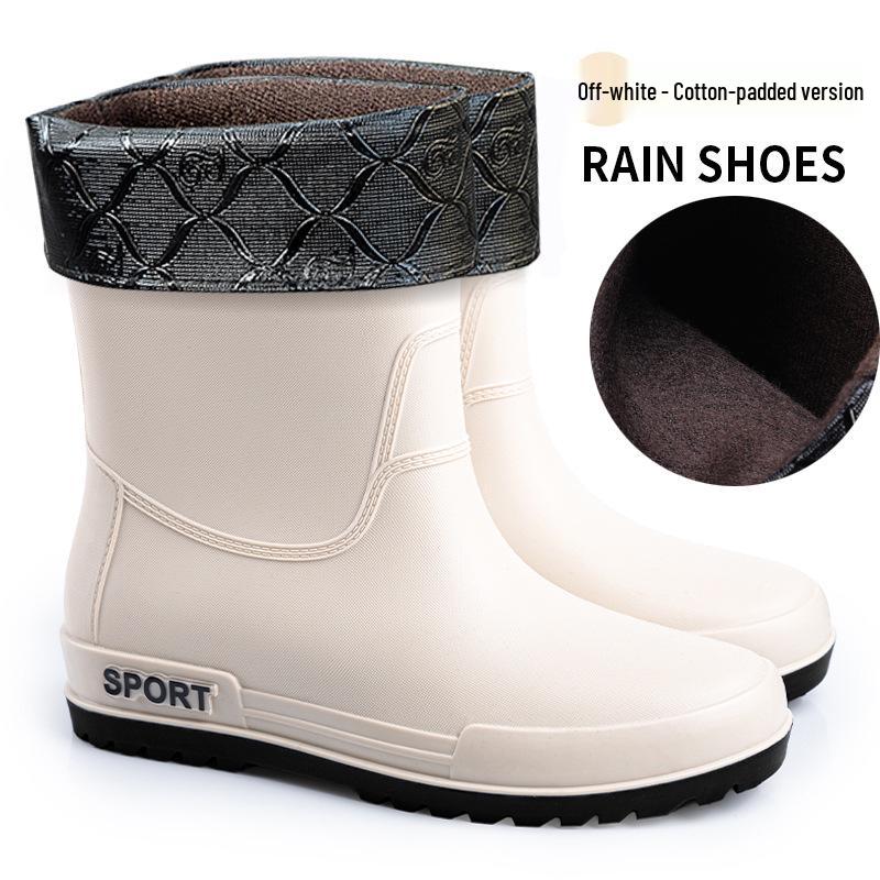 Men's Mid-Calf Non-Slip Fleece-Lined Rubber Rain Boots for Fashion, Work, and Outdoor Activities