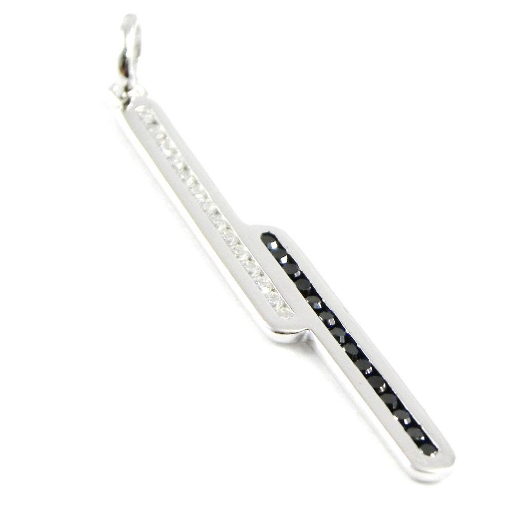 Les Trésors De Lily [H7354] - Silver Pendant 'Goddess' Black White (rhodium-plated) - 40x6 Mm