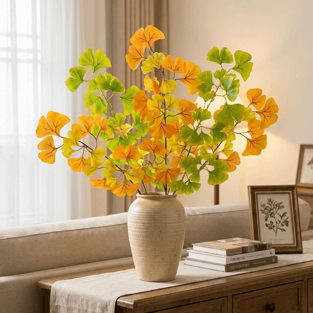 Plastic Simulation Plants 3 Forks Fake Ginkgo Stems Ginkgo Leaf Plant  Living Room