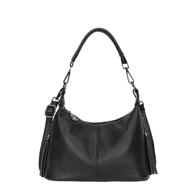 Chic Leather Hobo Bag with Detachable Strap & Tassel Versatile Large Capacity Handbag for Women Leisure Fashion Women's Shoulder Bag