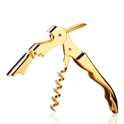 Cavatappi placcato oro con doppia cerniera, apribottiglie per vino, apribottiglie per feste CLH@8