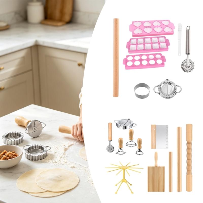 Set Professionale Manuale per Pasta con Mattarello, Tavola Tagliapasta per Gnocchi, Ravioli, Tortellini, Preparazioni Pasticceria Fatti in Casa