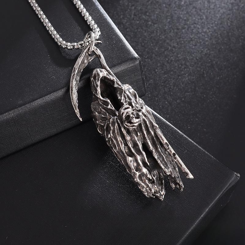 Death Skull Necklace Bouncing Trend Brand European and American Sweater Chain Accessories Domineering Versatile Men's and Women's Pendants