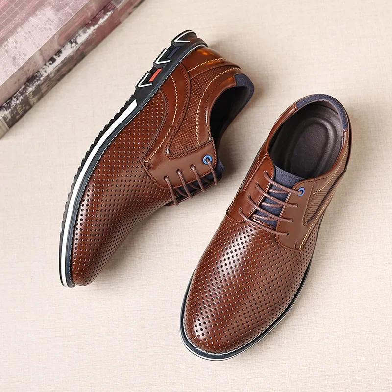 Retro Men Business Shoes Brand Leather Shoes Fashion Casual Shoes for Men Office Brown Breathable Loafers Comfortable Men'shoes