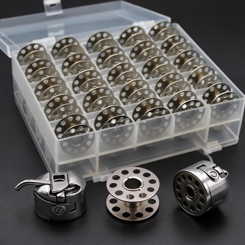 25PCS Universal Fit Sewing Machine Bobbins with Storage Holder Box for Home Handheld Machines Suitable for Beginners and Tailors