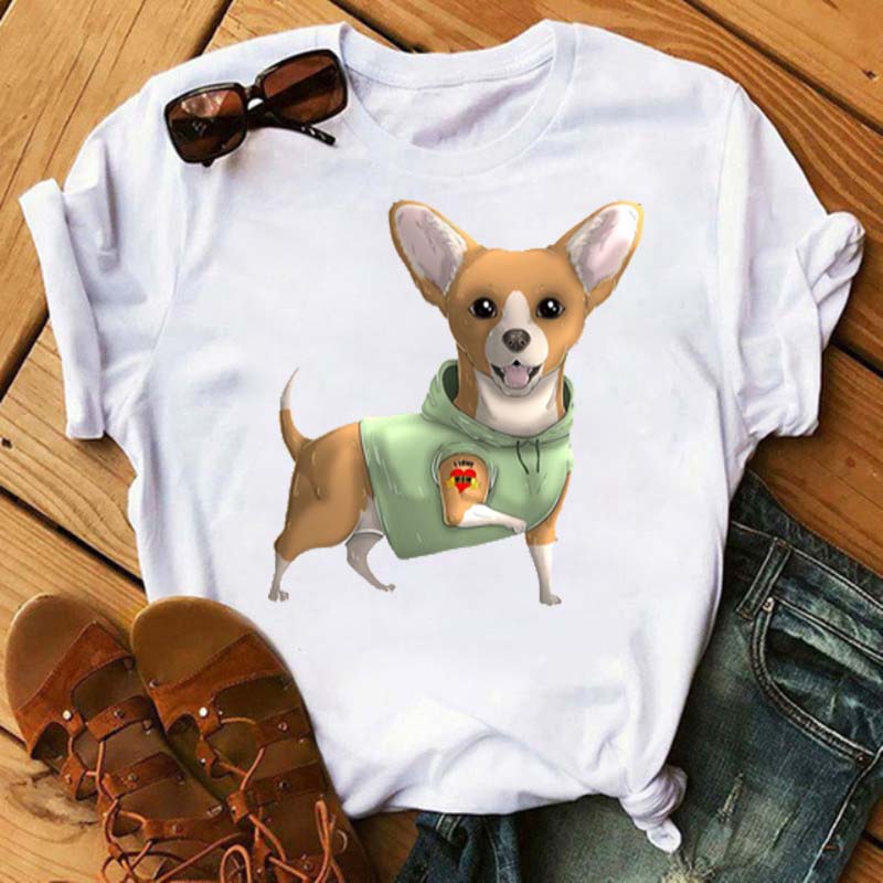 I Love Mom Print Damen T-Shirt Lustige Hundedruck Tops Harajuku Hunde-T-Shirt Sommer Kurzarm Graphic Tee Damen Kleidung