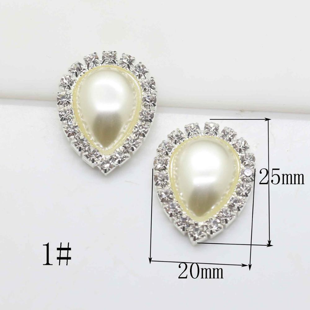 Wholesale 50Pcs Ivory pearl rhinestone button metal button Wedding Invitations Decorate Button hair flower center scrapbooking