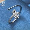 925 Sterling Silber Libelle AAA Zirkon Öffnungsring Schmuck