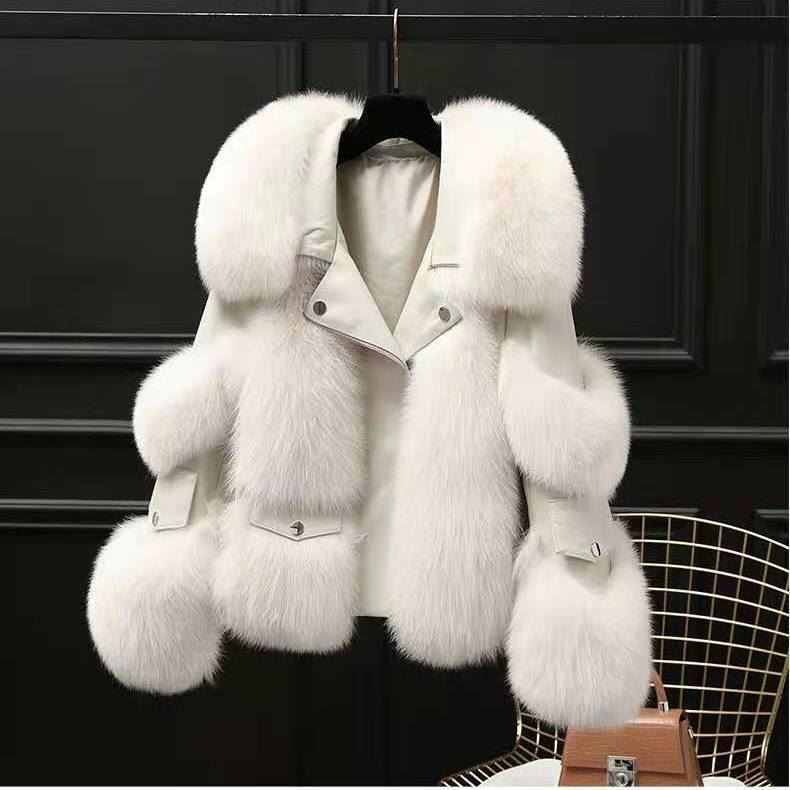 Imitation fox fur, imitation fur jacket, women's thick autumn and winter styles, stacked collar fur, imitation fur integrated small fragrance