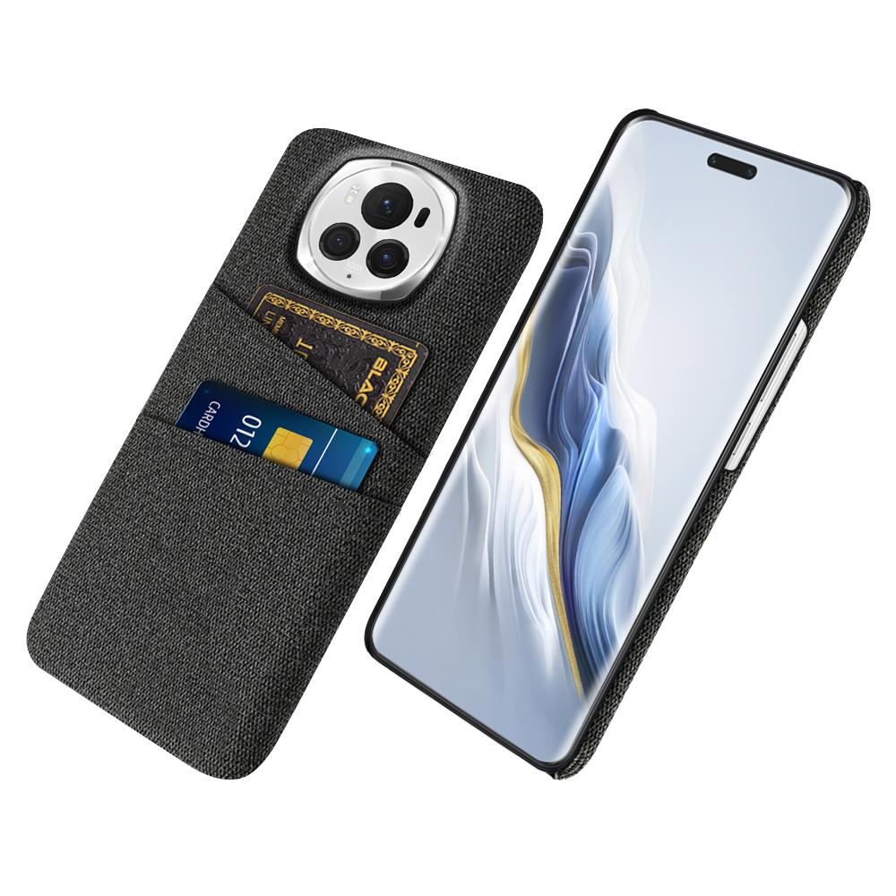 For Honor Magic6 Pro 5G Cloth Texture Phone Case Dual Card Holder PC Cover