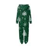 Christmas Print Family Matching Hooded Long Sleeved Zippered Jumpsuit Set