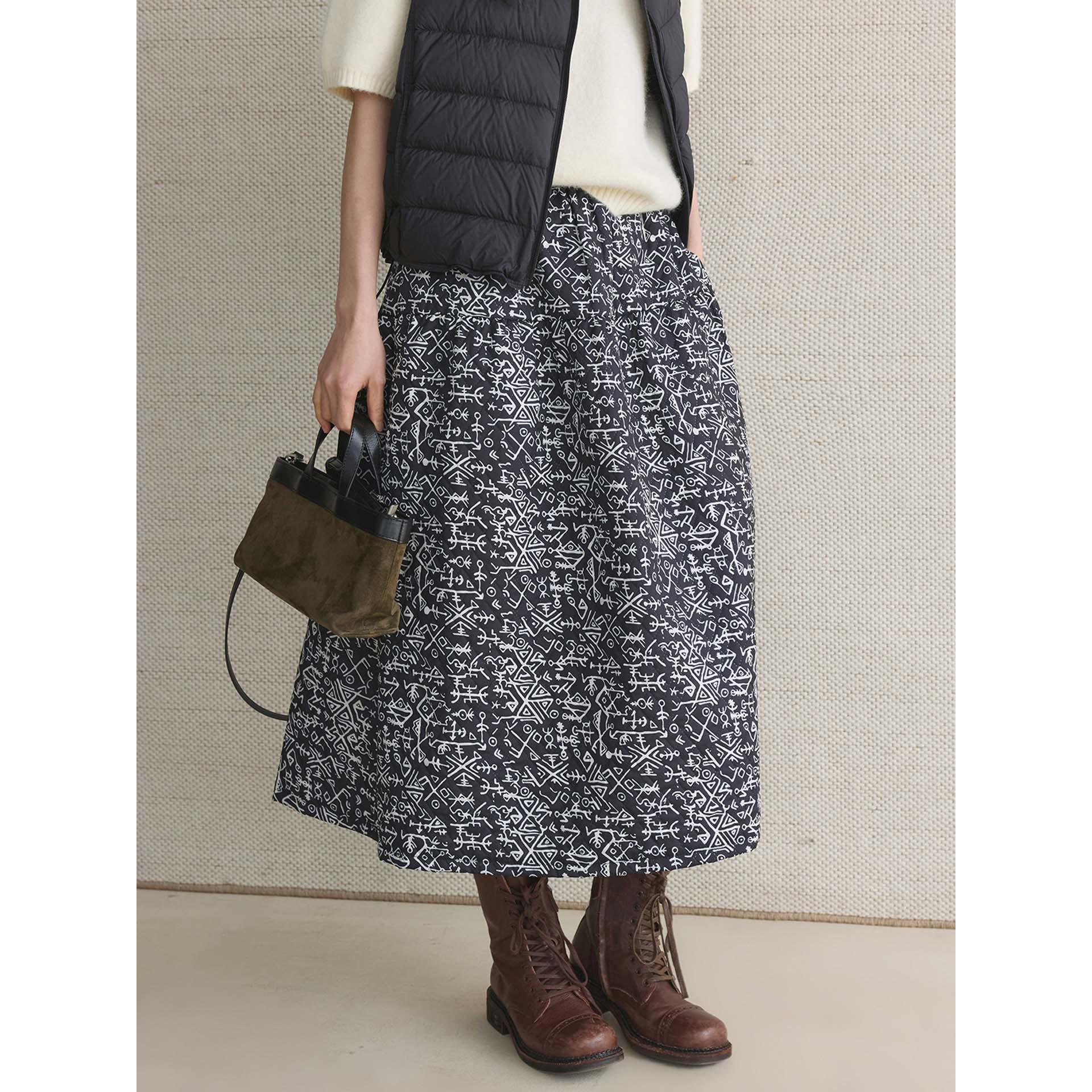 Louvre Winter Korean Retro Fishbone Pattern A-line Skirt - Comfortable Casual Long Women s Skirt One Size чёрный