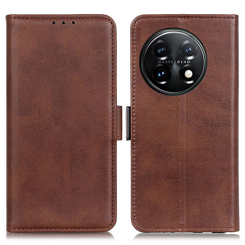 For OnePlus 11 5G Phone Cover Magnetic Wallet Foldable Stand Anti-dust Cowhide Texture PU Leather Case
