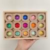Large Wooden Fairy Tale Windows Blocks with Sparkling Stone Acrylic Toy Gems Transparent Window Stacking Blocks for Children