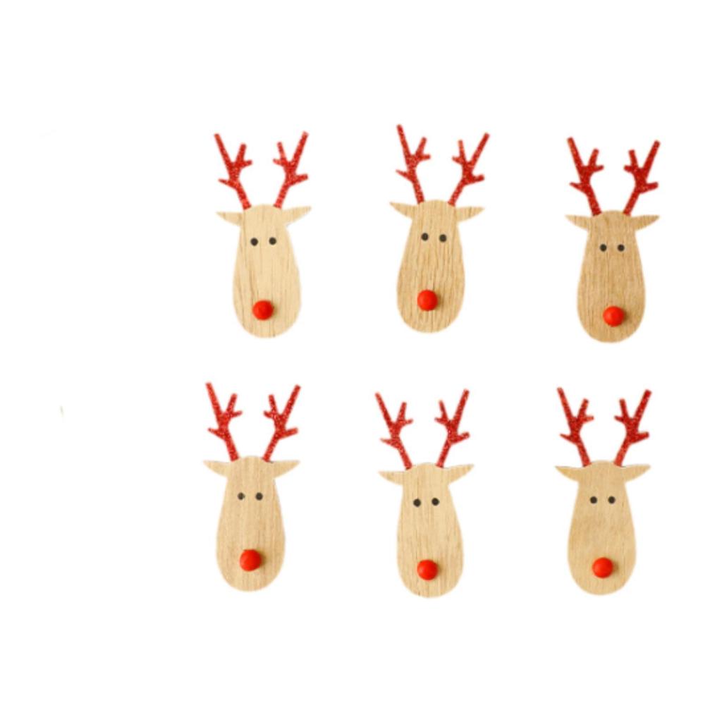 6x Christmas Tree Wood Hanging Pendant DIY Crafts Decorative Accessory with Clips for Holiday Decor Multifunctional Lightweight