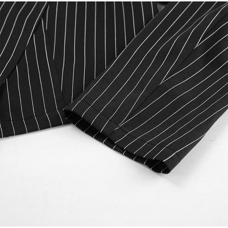 2025 New Spring Autumn Vintage Coats for Women Fashion French Style Long Sleeve Jackets Striped Turn-down Collar Commuter Outerwear