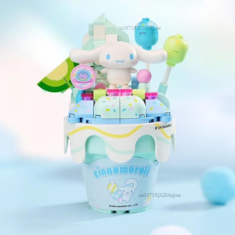 New Keeppley Sanrio Building Blocks Hello Kitty Kuromi Pochacco Cinnamoroll Ice Cream Cone Splicing Model Toy Ornaments Gift