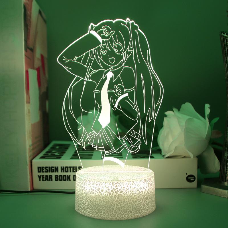 Hatsune Miku Led Night Lights Anime Harajuku Charging Glowing Lamp Home Bedroom Decoration Cartoon Acrylic Desk Lamp Kids Gift