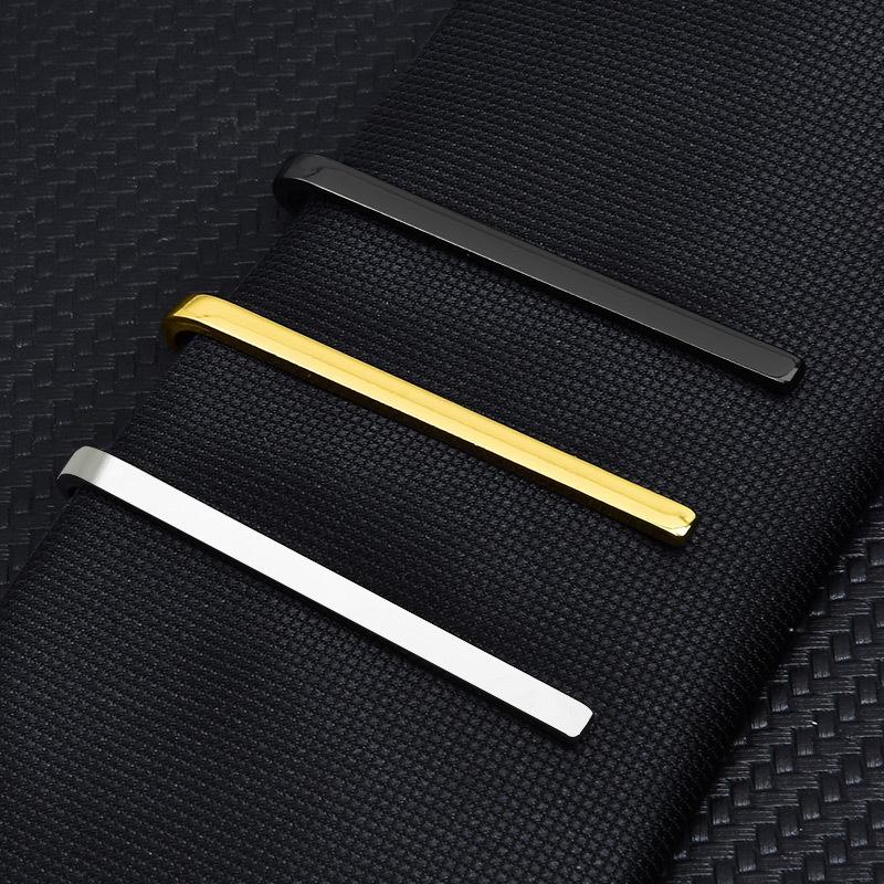 1 Piece Of Men'S Narrow Tie Clip Copper  Thin Small Silvery Golden Black Business Formal Wear