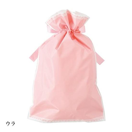 PE Gift Bag with Ribbon, Lace, pink-M (20 Pieces) LA-RBM