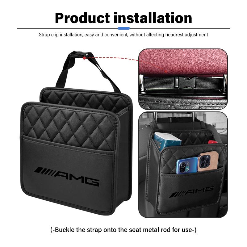 Car Logo Seat Back Storage Box Hanging Organizer Phone Tissue Storage Holder For AMG Mercedes Benz CITAN VITO SPRINTER CLS SLK