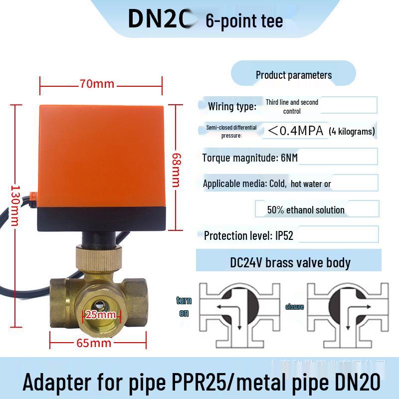 Elektrický měděný ventil typu L pro HVAC, podlahové vytápění a zavlažovací systémy