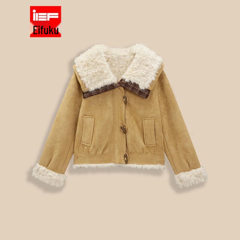 IEF Women s Winter American Retro Suede-Like Short Jacket One Size