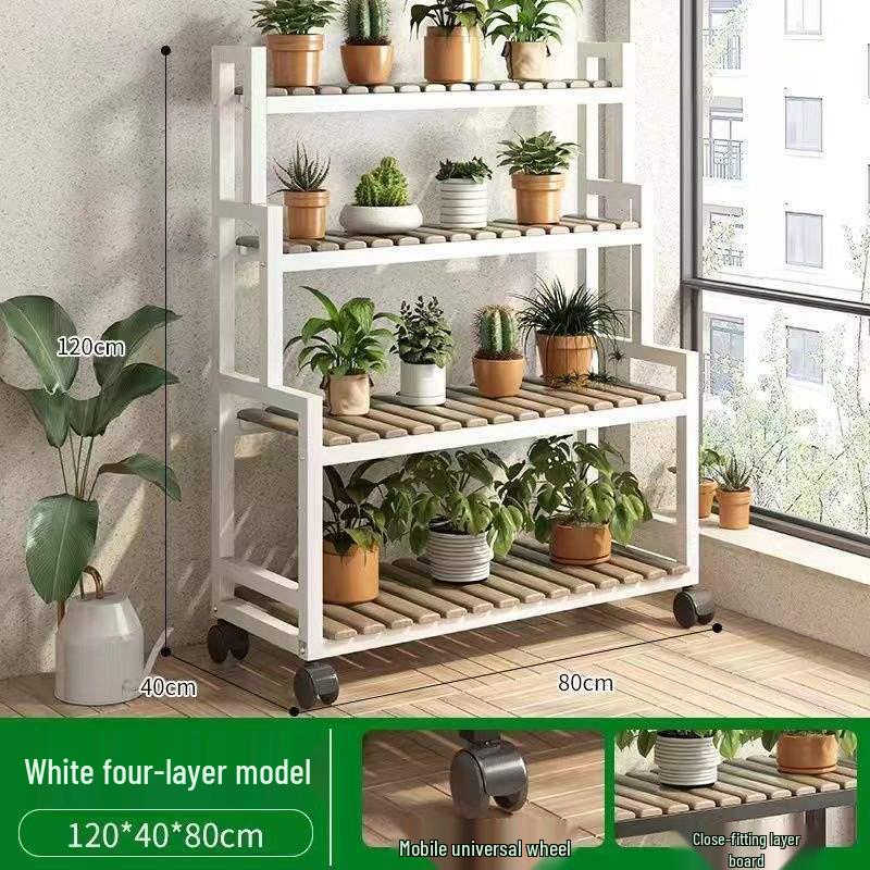 2025 Beweglicher Mehrschichtiger Blumenständer mit Rädern für Wohnzimmer und Balkon