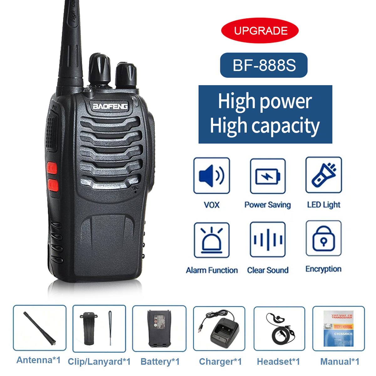 1PC Baofeng 888S Walkie Talkie Draadloze Kopieerfrequentie Lange Afstand Draagbare Uhf 400-470Mhz Ham Tweeweg Radio Voor