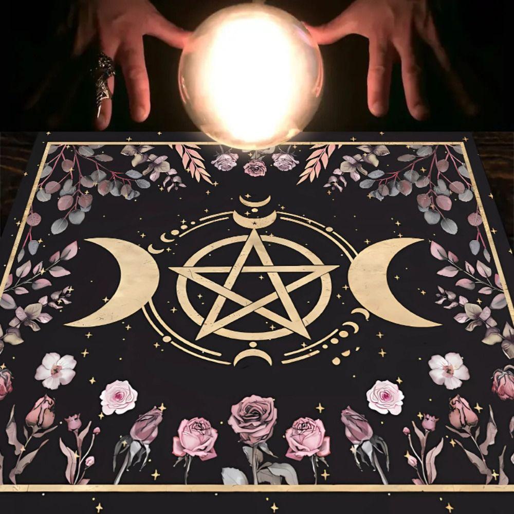 Fashion Moonlight Flower Tarot Card Table Cloth Floral Altar Card Mat Rose Decorative Card Mat