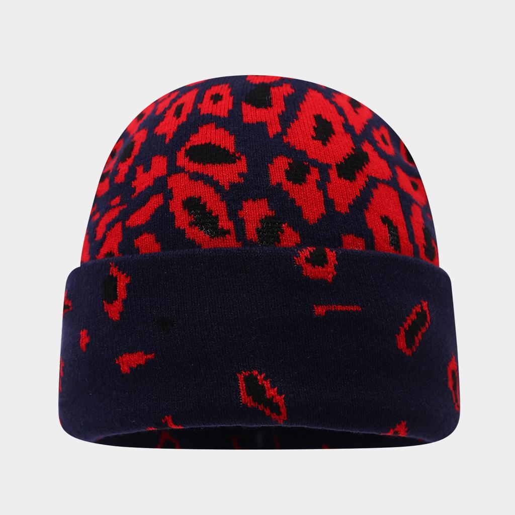 American autumn and winter personalized leopard print jacquard warm knitted hat for men and women outdoor versatile casual ear protection wool cold ha