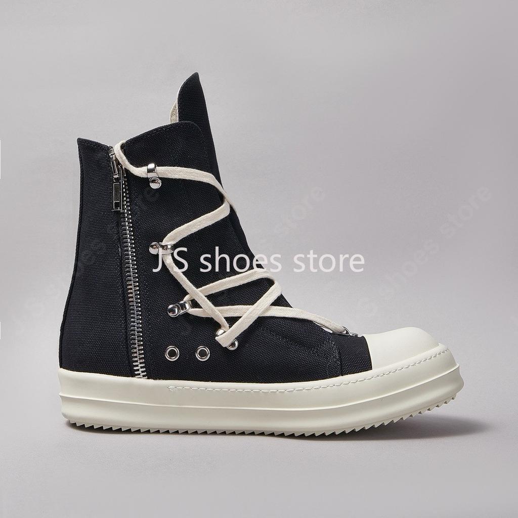 R-o Luxury Sneakers Black Canvas Boot High Top Shoe Men Casual Shoes Classic Design Zipper Women Sneaker Thick-Sole Ankle Boots