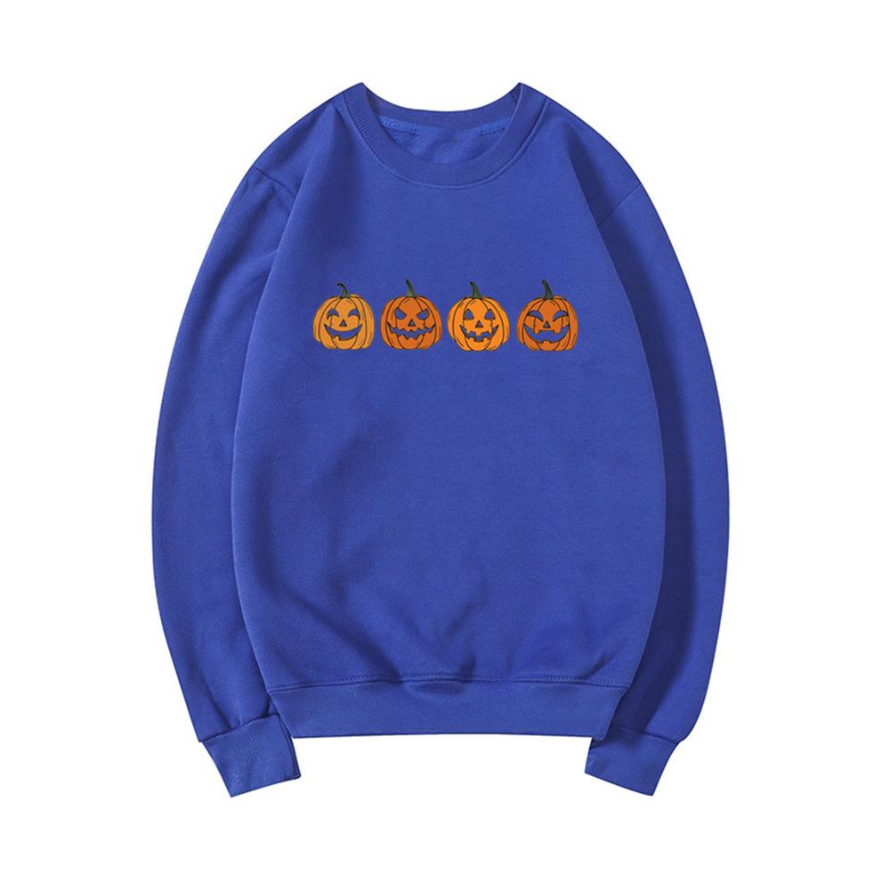 Couple Halloween Evil Pumpkin Head Sweater, Funny Print Fashion Party Hoodie