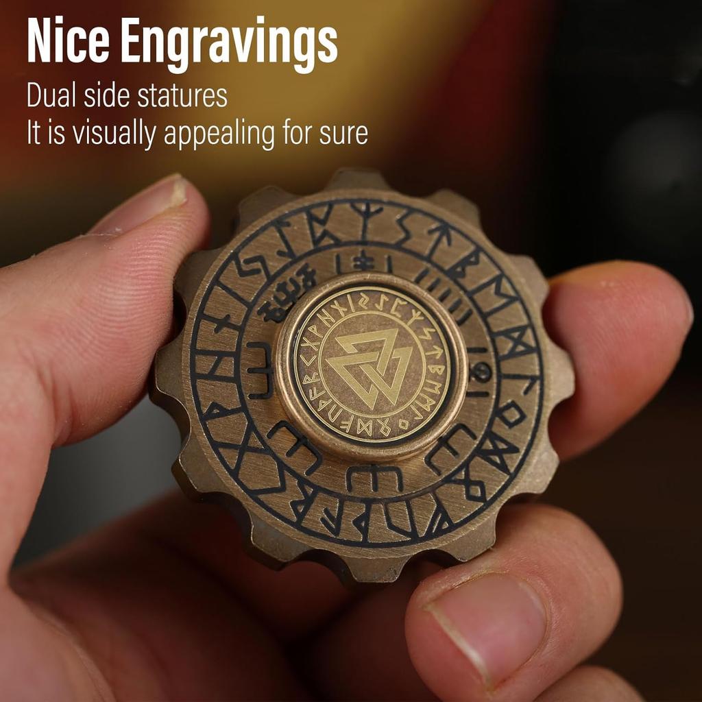 Viking Pirate Fidget Spinners for Adults, Heavy Metal Figette Spin, Premium Bearing, Silent Long Spinning, Small Gossip Desgin, Stainless Steel