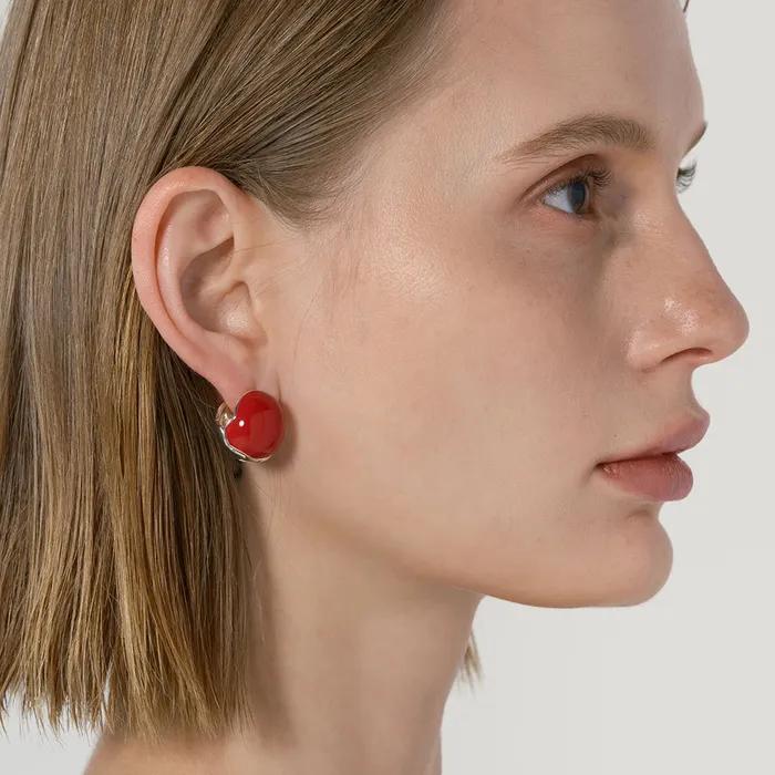 Enamel Ball Earrings_Red