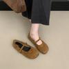 Retro late evening wind suede Mary Jane shoes children autumn and winter new red ballet light mouth soft flat single shoes women