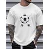 European Sizes New Cartoon Soccer Figure Print Men'S Casual Crew Neck T-Shirt, Soft Slight Stretch, Summer Sporty Style, Regular Fit