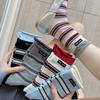 Chaussettes européennes Shuangluokou de haute valeur fines à empiler Chaussettes rayées 100% coton mi-hautes