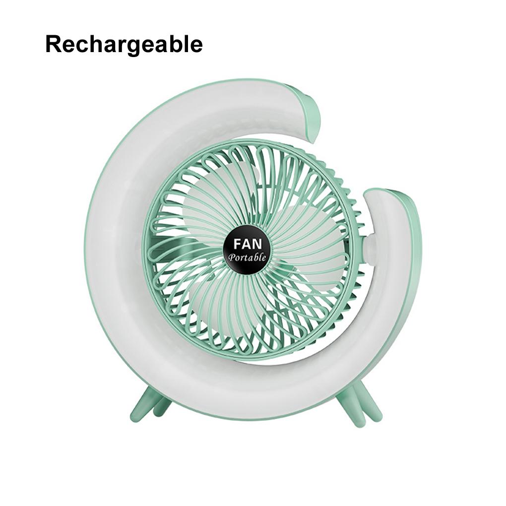 2025 New Portable Fan USB Rechargeable Fan LED 7 Colors Electric Fan 180°Adjustable Summer Camping Fans 3 Speeds Mini Fan