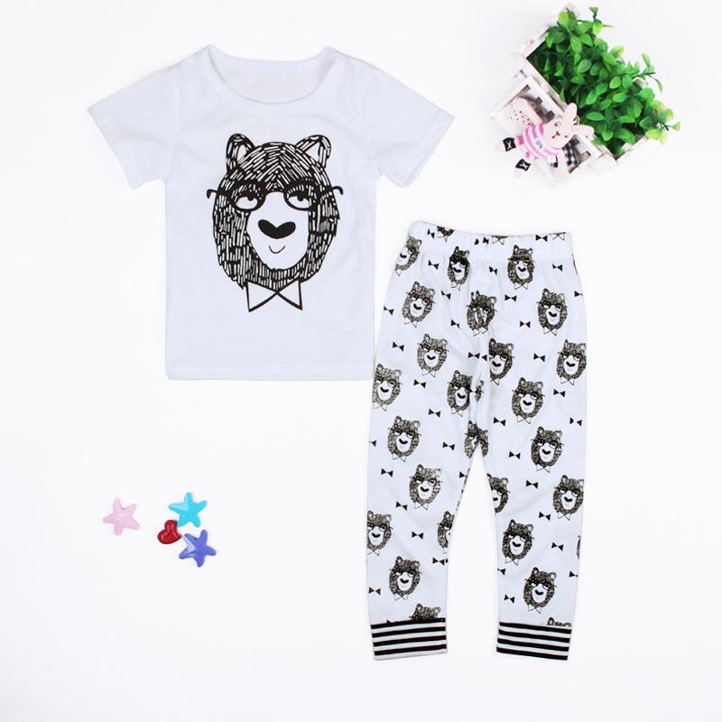 Kids' Summer Little Monster Outfit: Boys' Short-Sleeve Shirt & Long Pants Two-Piece Set