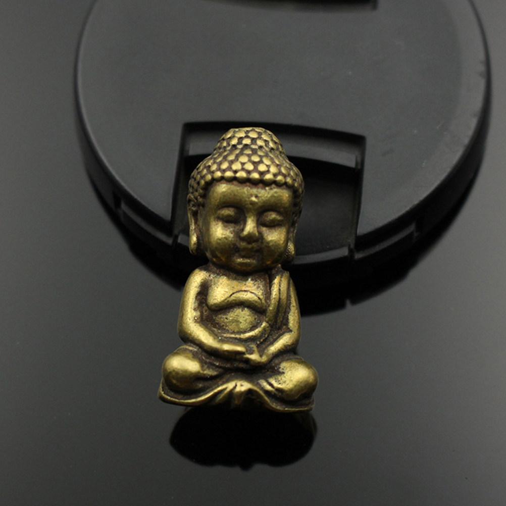Compact Brass Buddha Sculpture Exquisite Vintage Decor for Desk Home Temple Flat Bottom Not Easy to Overturn Desktop Adornment