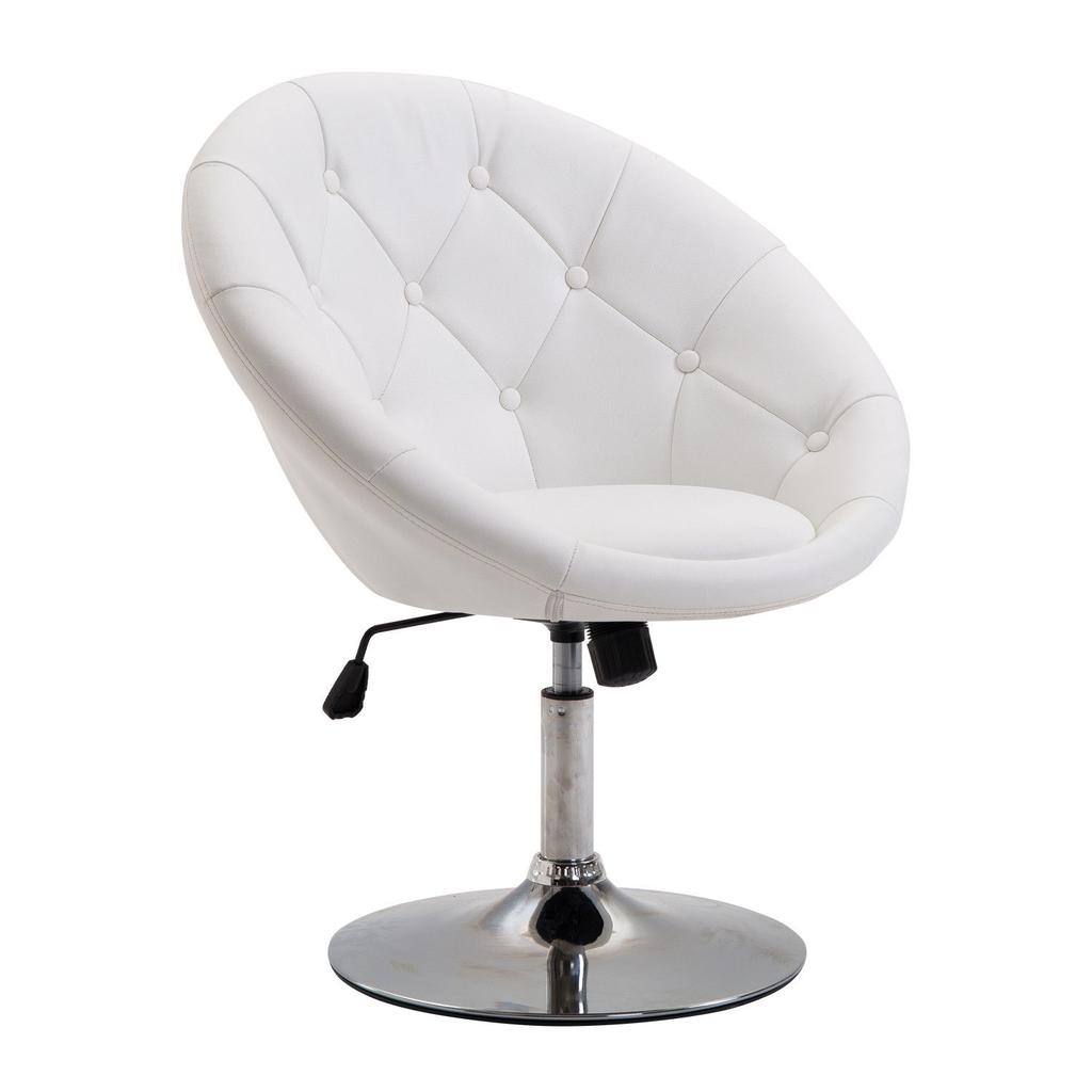 Armchair Living Room Lounge Chair Recliner with Steel Base Reading Chair Made of Faux Leather, Upholstered Chair for Bedroom White