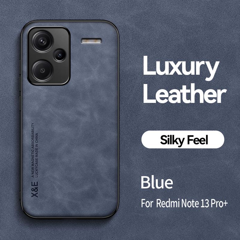 

Роскошный кожаный чехол для Redmi Note 13 12 Pro Plus 13C с металлической пластиной, автомобильный держатель For Redmi Note13 4G