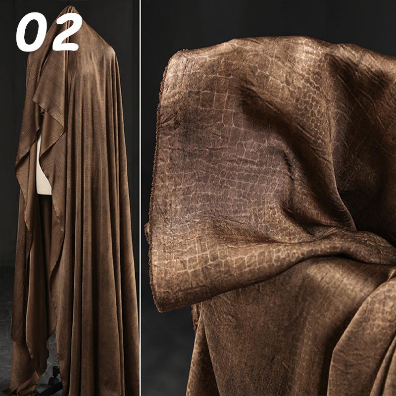 

High-end Black Gold Scale Pattern Embossed Bronzing Fabric Retro Bionic Leather Texture Designer Fabric For DIY Sewing Apparel 50x150cm