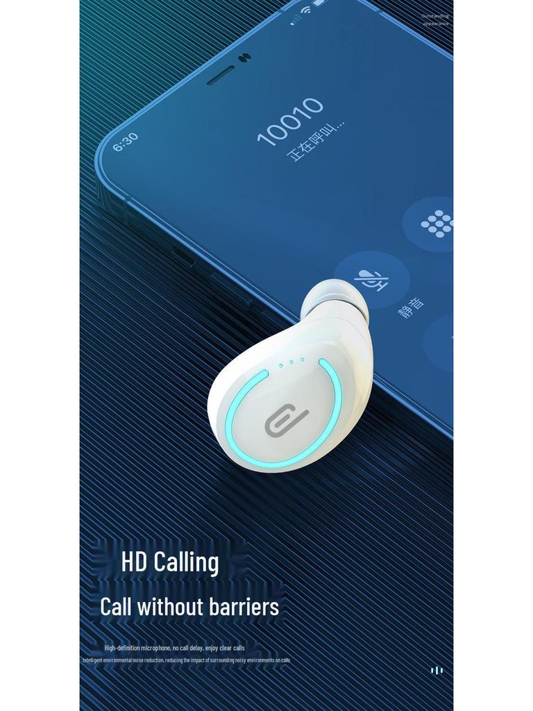 Mini Invisible Bluetooth Earbuds: Wireless Noise Cancelling, Ultra-Long Standby, Single In-Ear with Large Capacity
