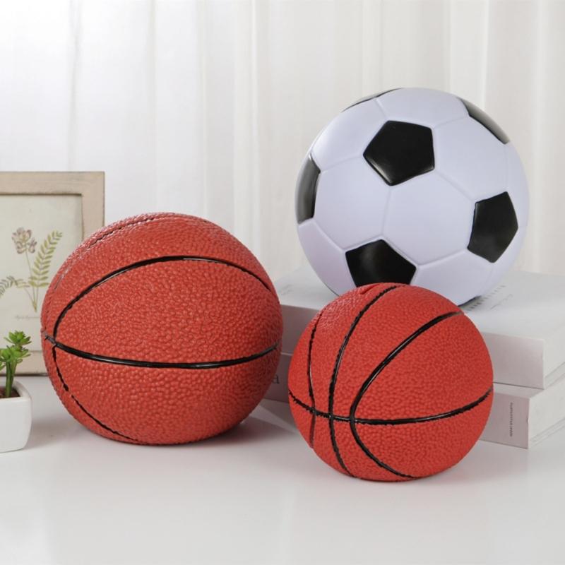 Creative Basketball/Soccer Coin Saving Jar Sports Themed Piggy Banks Fashionable Money Organizer Desktops Decorations