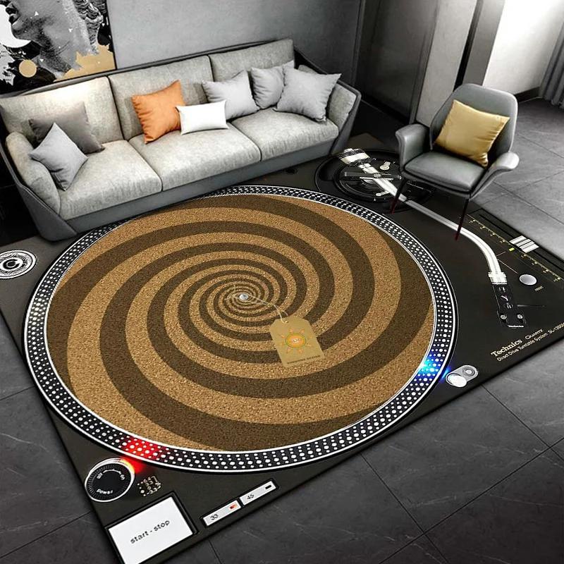 Disc Player Carpet for Living Room Area Rug Decorative Floor Rug Carpet Gift for Anniversary Mother's Day Father's Day Furry Mat