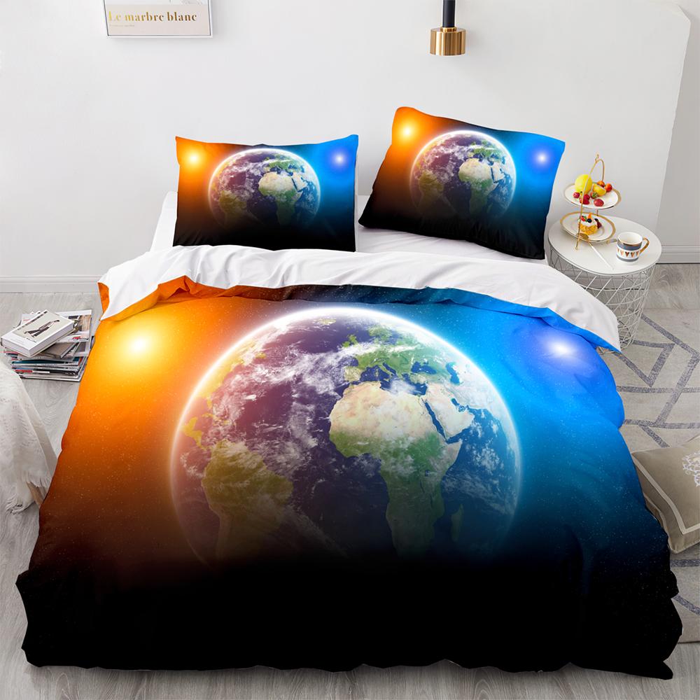 Earth Beding Set Single Twin Ful Quen King-Sized Dimensionsd Dimensions Universe Planet Bed Linen Set Aldult Kid Bedrom thre-piece suits 3D Pri