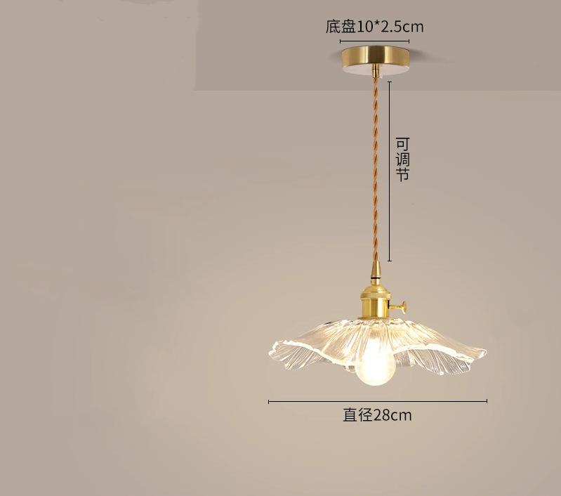 New Simple Retro Brass Glass Pendant Lights Warm Light Indoor Bedroom Bedside Dining Room Living Room Decoration Chandelier HOT
